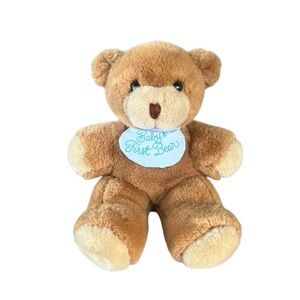 VTG Hallmark Baby’s First Bear Musical Lullaby Teddy Blue Bib Plush Lovey 7.5”